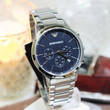 Buy Shop Emporio Armani Renato Chronograph Blue Dial Silver Steel Strap Watch For Men - AR2486 USA Online