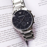 Buy Shop Emporio Armani Renato Chronograph Blue Dial Silver Steel Strap Watch For Men - AR2486 USA Online