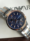 Buy Shop Emporio Armani Renato Chronograph Blue Dial Two Tone Steel Strap Watch For Men - AR80025 USA Online