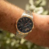 Buy Shop Emporio Armani Renato Chronograph Blue Dial Two Tone Steel Strap Watch For Men - AR80025 USA Online