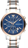 Buy Shop Emporio Armani Renato Chronograph Blue Dial Two Tone Steel Strap Watch For Men - AR80025 USA Online