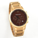 Buy Shop Emporio Armani Renato Chronograph Brown Dial Rose Gold Steel Strap Watch For Men - AR2504 USA Online