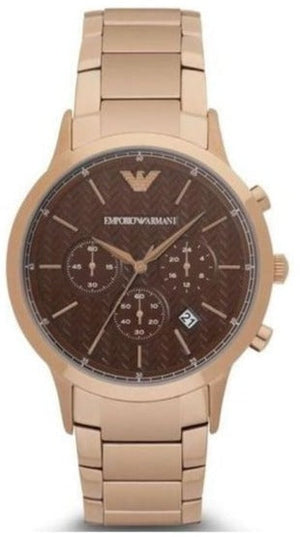 Buy Shop Emporio Armani Renato Chronograph Brown Dial Rose Gold Steel Strap Watch For Men - AR2504 USA Online
