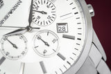 Buy Shop Emporio Armani Renato Chronograph Cream Dial Silver Steel Strap Watch For Men - AR2458 USA Online