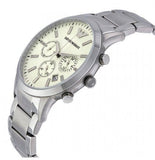 Buy Shop Emporio Armani Renato Chronograph Cream Dial Silver Steel Strap Watch For Men - AR2458 USA Online