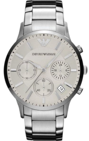 Buy Shop Emporio Armani Renato Chronograph Cream Dial Silver Steel Strap Watch For Men - AR2458 USA Online