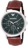 Buy Shop Emporio Armani Renato Chronograph Green Dial Brown Leather Strap Watch For Men - AR2493 USA Online