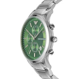 Buy Shop Emporio Armani Renato Chronograph Green Dial Silver Steel Strap Watch For Men - AR11507 USA Online