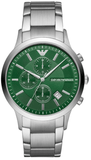 Buy Shop Emporio Armani Renato Chronograph Green Dial Silver Steel Strap Watch For Men - AR11507 USA Online
