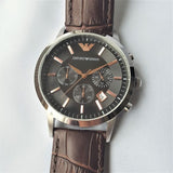 Buy Shop Emporio Armani Renato Chronograph Grey Dial Brown Leather Strap Watch For Men - AR2513 USA Online