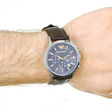 Buy Shop Emporio Armani Renato Chronograph Grey Dial Brown Leather Strap Watch For Men - AR2513 USA Online