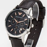 Buy Shop Emporio Armani Renato Chronograph Grey Dial Brown Leather Strap Watch For Men - AR2513 USA Online