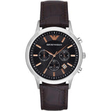 Buy Shop Emporio Armani Renato Chronograph Grey Dial Brown Leather Strap Watch For Men - AR2513 USA Online