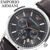 Buy Shop Emporio Armani Renato Chronograph Grey Dial Brown Leather Strap Watch For Men - AR2513 USA Online