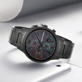 Buy Shop Emporio Armani Renato Chronograph Mother of Pearl Black Dial Black Steel Strap Watch For Men - AR11275 USA Online