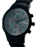 Buy Shop Emporio Armani Renato Chronograph Mother of Pearl Black Dial Black Steel Strap Watch For Men - AR11275 USA Online