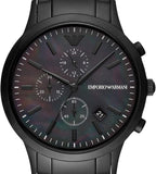 Buy Shop Emporio Armani Renato Chronograph Mother of Pearl Black Dial Black Steel Strap Watch For Men - AR11275 USA Online