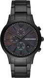 Buy Shop Emporio Armani Renato Chronograph Mother of Pearl Black Dial Black Steel Strap Watch For Men - AR11275 USA Online