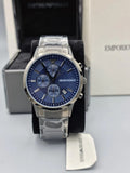 Buy Shop Emporio Armani Renato Chronograph Quartz Blue Dial Black Steel Strap Watch For Men - AR11215 USA Online
