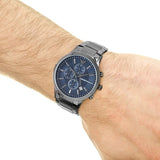 Buy Shop Emporio Armani Renato Chronograph Quartz Blue Dial Black Steel Strap Watch For Men - AR11215 USA Online