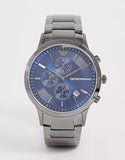 Buy Shop Emporio Armani Renato Chronograph Quartz Blue Dial Black Steel Strap Watch For Men - AR11215 USA Online
