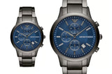 Buy Shop Emporio Armani Renato Chronograph Quartz Blue Dial Black Steel Strap Watch For Men - AR11215 USA Online