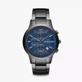 Buy Shop Emporio Armani Renato Chronograph Quartz Blue Dial Black Steel Strap Watch For Men - AR11215 USA Online