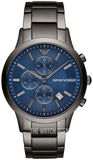 Buy Shop Emporio Armani Renato Chronograph Quartz Blue Dial Black Steel Strap Watch For Men - AR11215 USA Online