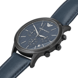 Buy Shop Emporio Armani Renato Chronograph Quartz Blue Dial Blue Leather Strap Watch For Men - AR2481 USA Online
