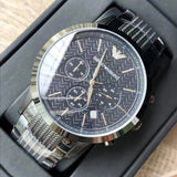 Buy Shop Emporio Armani Renato Chronograph Quartz Blue Dial Grey Steel Strap Watch For Men - AR2505 USA Online