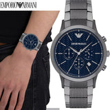 Buy Shop Emporio Armani Renato Chronograph Quartz Blue Dial Grey Steel Strap Watch For Men - AR2505 USA Online