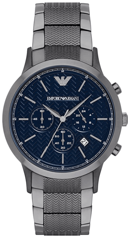 Buy Shop Emporio Armani Renato Chronograph Quartz Blue Dial Grey Steel Strap Watch For Men - AR2505 USA Online