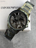Buy Shop Emporio Armani Renato Chronograph Quartz Grey Dial Green Steel Strap Watch For Men - AR11117 USA Online
