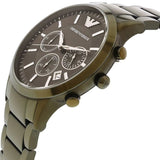 Buy Shop Emporio Armani Renato Chronograph Quartz Grey Dial Green Steel Strap Watch For Men - AR11117 USA Online