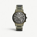 Buy Shop Emporio Armani Renato Chronograph Quartz Grey Dial Green Steel Strap Watch For Men - AR11117 USA Online