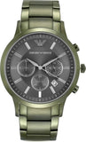 Buy Shop Emporio Armani Renato Chronograph Quartz Grey Dial Green Steel Strap Watch For Men - AR11117 USA Online