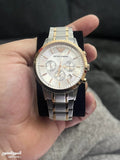 Buy Shop Emporio Armani Renato Chronograph Quartz Silver Dial Two Tone Steel Strap Watch For Men - AR11076 USA Online