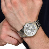 Buy Shop Emporio Armani Renato Chronograph Quartz Silver Dial Two Tone Steel Strap Watch For Men - AR11076 USA Online