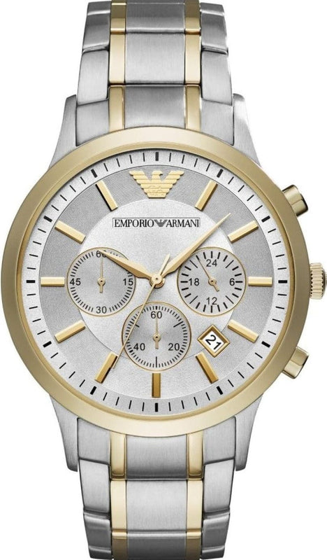 Buy Shop Emporio Armani Renato Chronograph Quartz Silver Dial Two Tone Steel Strap Watch For Men - AR11076 USA Online