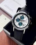 Buy Shop Emporio Armani Renato Chronograph Silver Dial Black Leather Strap Watch for Men - AR11473 USA Online
