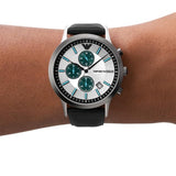 Buy Shop Emporio Armani Renato Chronograph Silver Dial Black Leather Strap Watch for Men - AR11473 USA Online