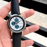 Buy Shop Emporio Armani Renato Chronograph Silver Dial Black Leather Strap Watch for Men - AR11473 USA Online
