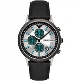 Buy Shop Emporio Armani Renato Chronograph Silver Dial Black Leather Strap Watch for Men - AR11473 USA Online