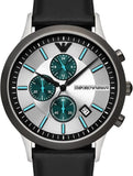 Buy Shop Emporio Armani Renato Chronograph Silver Dial Black Leather Strap Watch for Men - AR11473 USA Online
