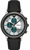 Buy Shop Emporio Armani Renato Chronograph Silver Dial Black Leather Strap Watch for Men - AR11473 USA Online
