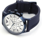 Buy Shop Emporio Armani Renato Chronograph Silver Dial Blue Silicone Strap Watch For Men - AR11026 USA Online