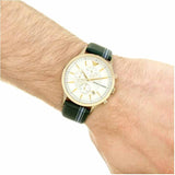 Buy Shop Emporio Armani Renato Chronograph Silver Dial Green Leather Strap Watch For Men - AR11233 USA Online