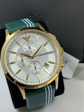 Buy Shop Emporio Armani Renato Chronograph Silver Dial Green Leather Strap Watch For Men - AR11233 USA Online