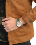 Buy Shop Emporio Armani Renato Chronograph Silver Dial Green Leather Strap Watch For Men - AR11233 USA Online