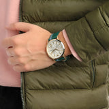 Buy Shop Emporio Armani Renato Chronograph Silver Dial Green Leather Strap Watch For Men - AR11233 USA Online